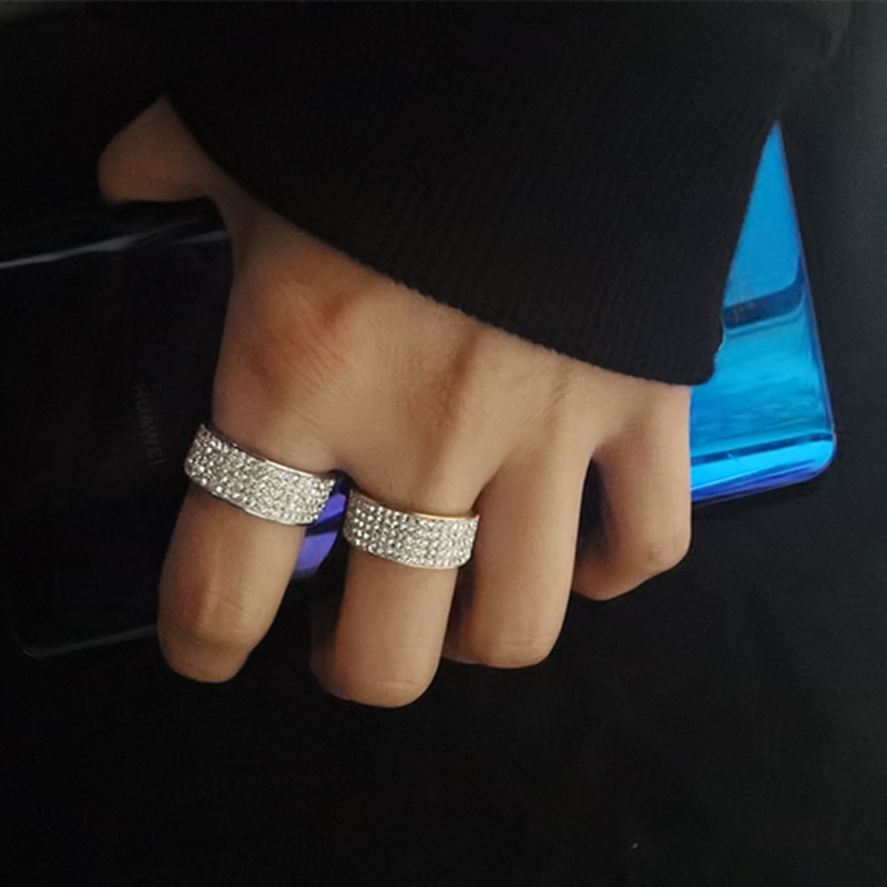 Nhẫn Unisex Cho Nam Nữ Dring Đính Đá Màu Bạc Merin Accessories Tinh Tế Thời Trang Basic Chất Liệu Inox Không Gỉ