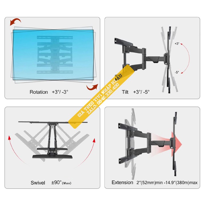 [NEW 2021] Giá Treo Tivi Góc Xoay North Bayou NB-P6 45 - 75 Inch - Khung Treo Tivi Đa Năng Cao Cấp