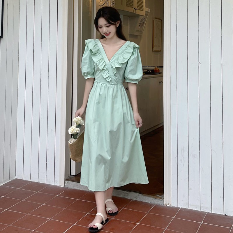 Đầm Nữ Tay Phồng Cổ Chữ V Hở Lưng Thời Trang 2021 | BigBuy360 - bigbuy360.vn