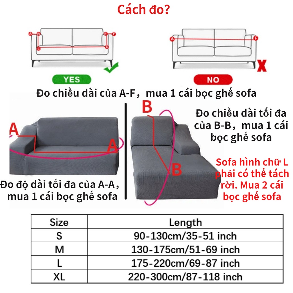 Bọc sofa vỏ bọc đệm ghế sofa 1 / 2 / 3 / 4 mềm mại co dãn chống thấm trơn trượt