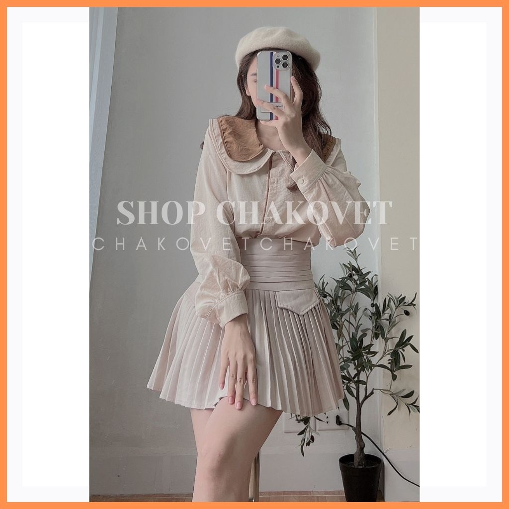 Áo sơ mi nữ dài tay màu trắng be xanh đẹp A8158, áo kiểu nữ cổ bèo 2 lá dáng ulzzang vintage hàn quốc cao cấp freesize