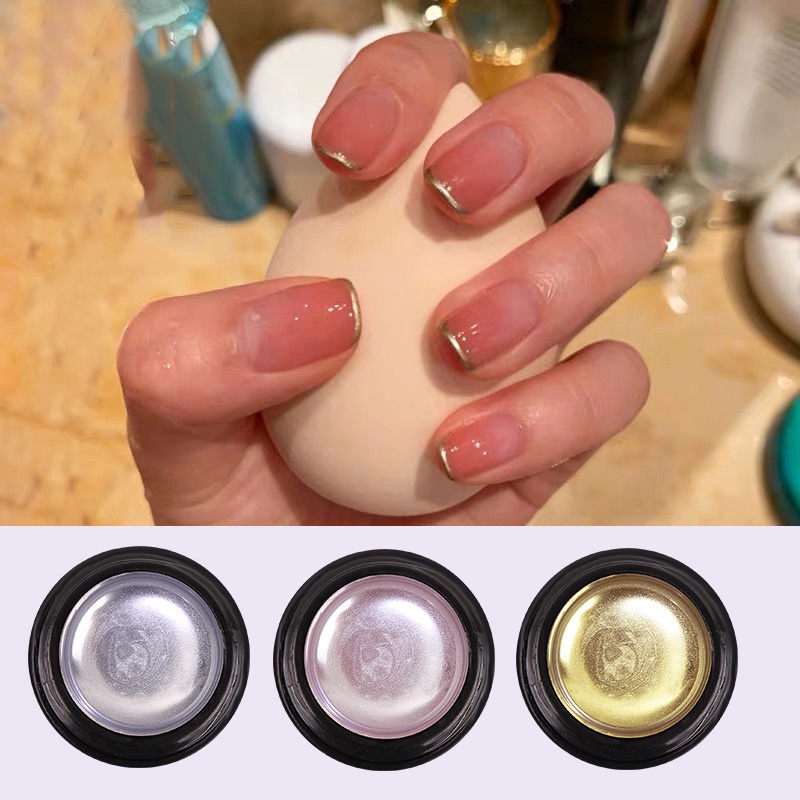 Sơn Móng Tay Gel UV Tráng Gương Họa Tiết Đường Viền Kim Loại Màu Vàng / Bạc Phong Cách Pháp