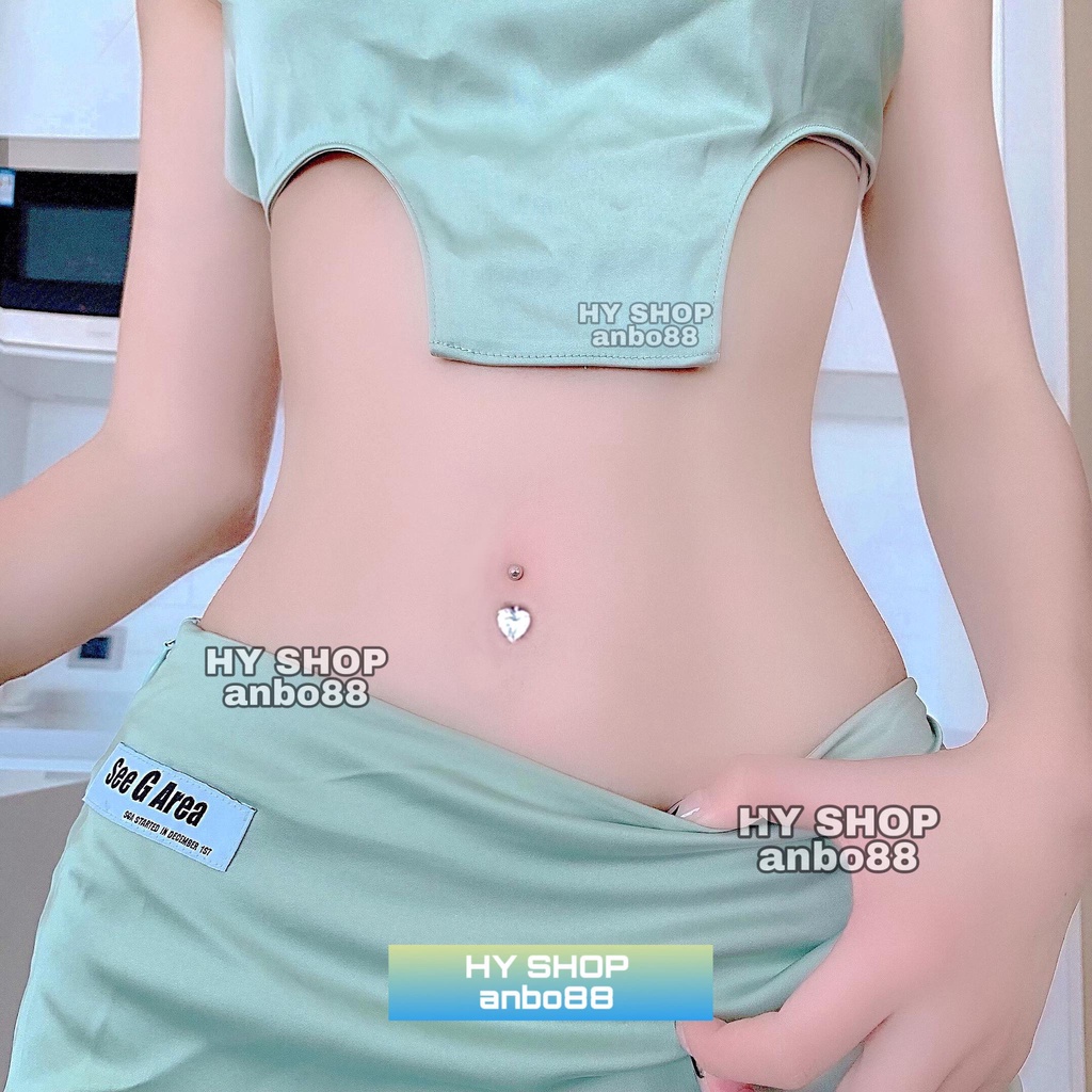 Khuyên rốn đính đá kim nhiều kiểu titan không gỉ