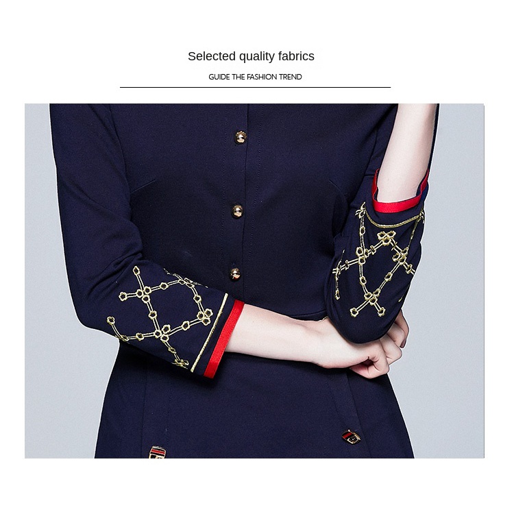 Đầm Midi Cài Nút Thêu Họa Tiết Phong Cách Vintage Chất Lượng Cao Cho Nữ