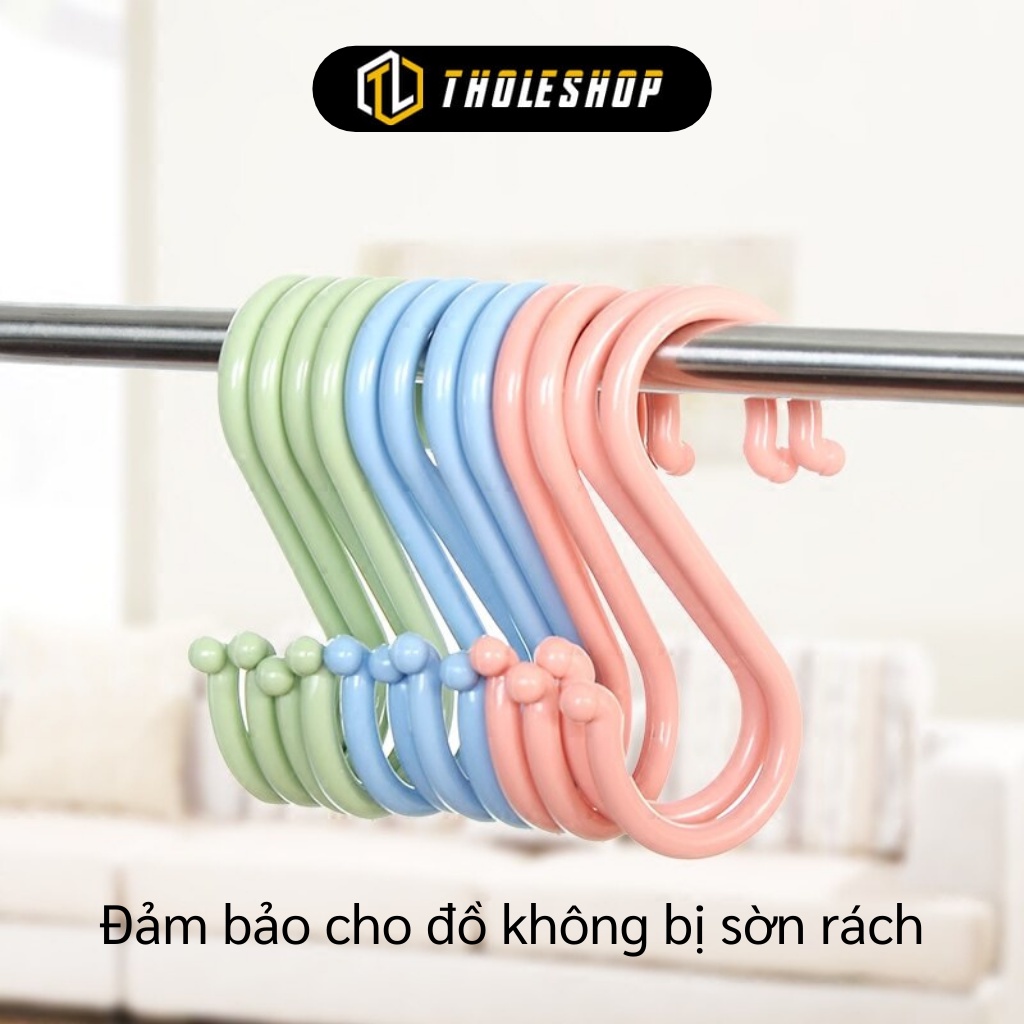 Móc Treo Đồ Đa Năng - Combo 4 Móc Hình Chữ S Bằng Nhựa Có Đầu Tròn, Chịu Lực Tốt 9421