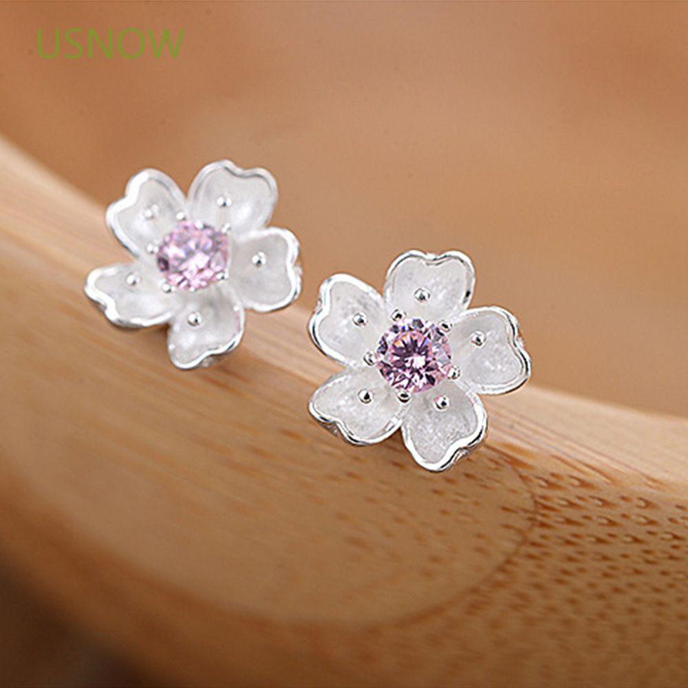 Khuyên Tai Hoa Anh Đào Đính Đá Thanh Lịch Dành Cho Nữ