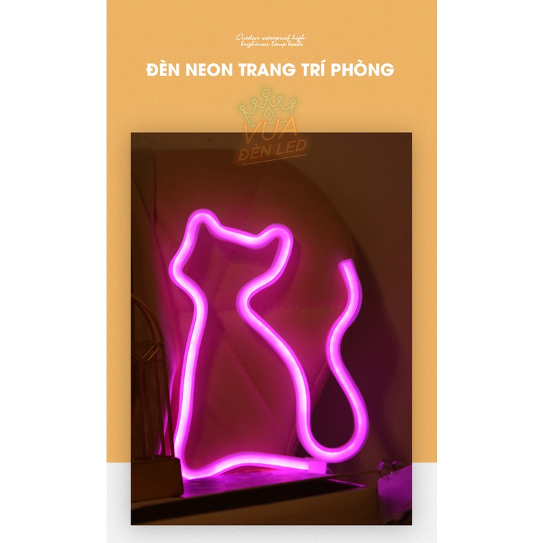 Đèn led neon trang trí phòng ngủ treo trường đa dạng kiểu dáng màu sắc, tặng móc treo, đèn neon decor