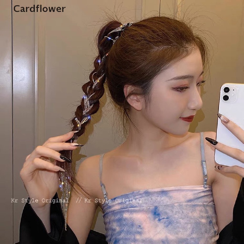 &lt; Cardflower &gt; Kẹp Tóc Dạng Chuỗi Xích Lấp Lánh Phối Tua Rua Thắt Bím Tóc Đuôi Ngựa Phụ Kiện Tóc Đuôi Ngự