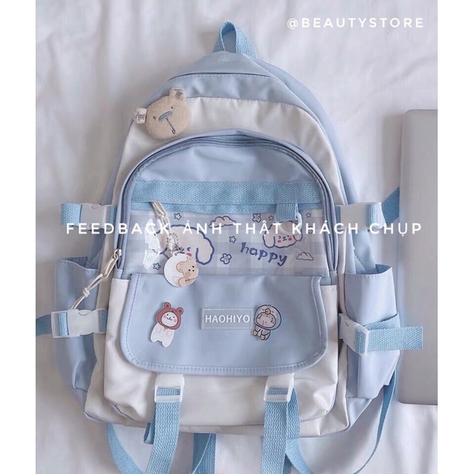 Balo HIYO nhiều ngăn dáng hộp tặng sticker
