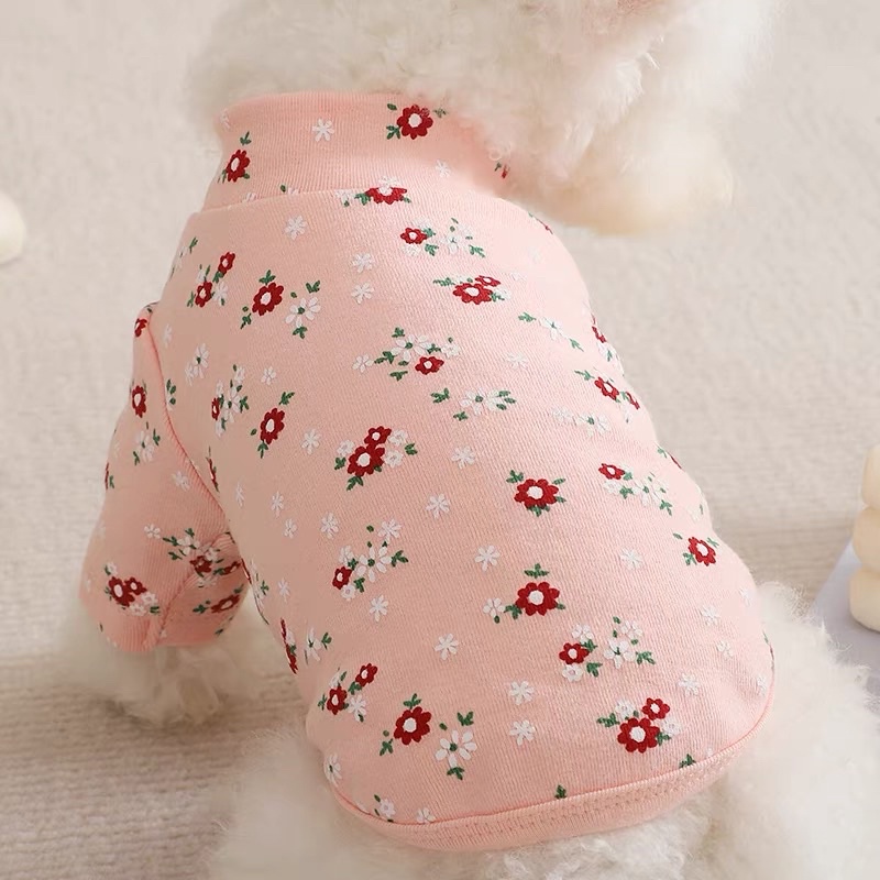 áo có tay in hoa nhí mùa xuân cho chó mèo