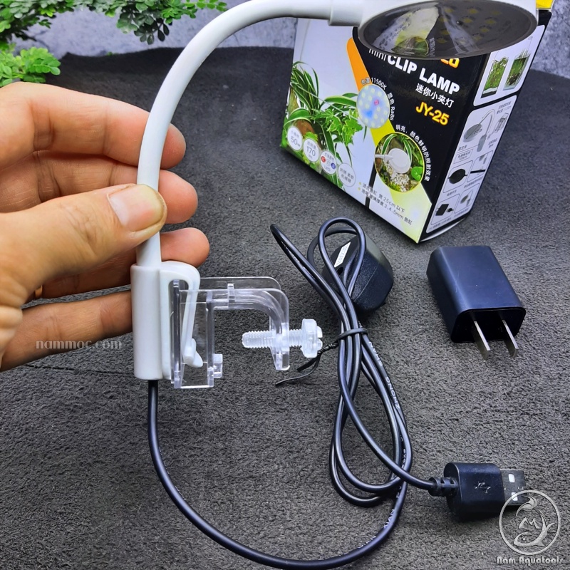 Đèn LED Mini Clip Lamp JY-25 || Led Kẹp Dùng Cho Bể Cá Mini 25cm, Chậu Cá Tròn Để Bàn