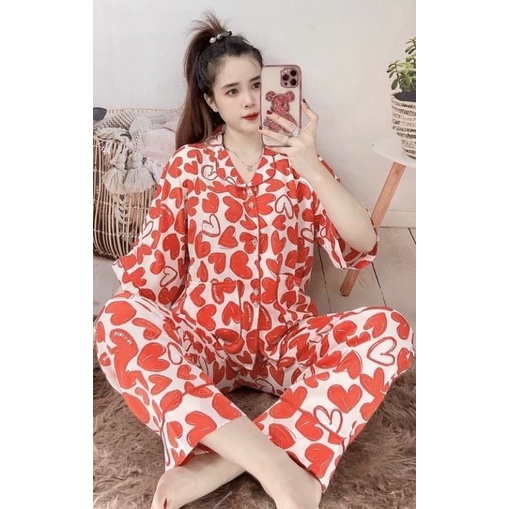 Bộ Pijama tay tcánh dơi quần dài mẫu mới siêu mềm mịn đẹp sang chảnh 45/62kí