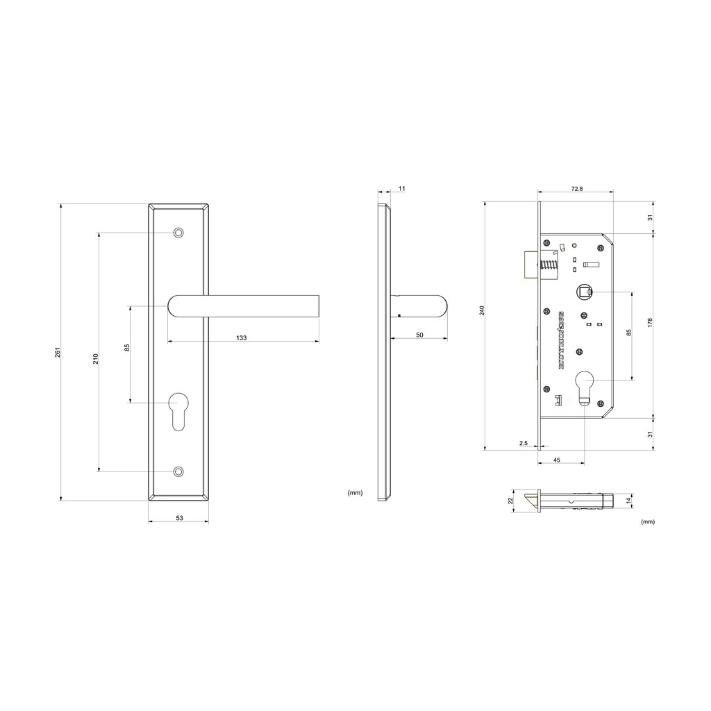 KHÓA TAY GẠT INOX 304 LẮP CỬA CHÍNH HUY HOÀNG SS 8534 CHÍNH HÃNG BẢO HÀNH 3 NĂM