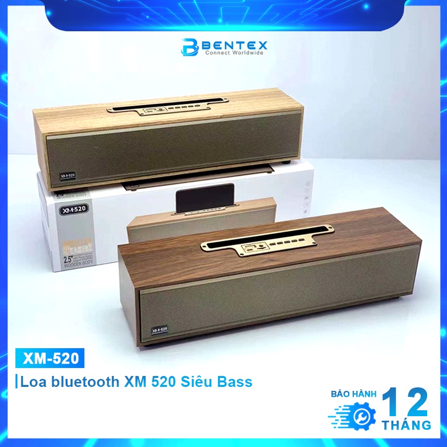 Loa bluetooth XM 520 Siêu Bass Loa Bluetooth Để Bàn Vỏ Gỗ 20W Thiết Kế Sang Trọng Âm Thanh Trầm Ấm Bảo Hành 12 Tháng