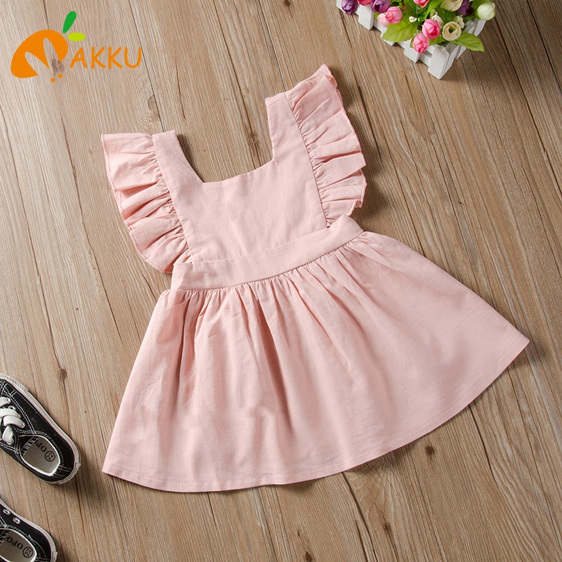 sling Dress Girl Váy babygirl Váy em bé Pink Princess trẻ em Sinh nhật Set Cute Korean Macaron Boutique AKKU