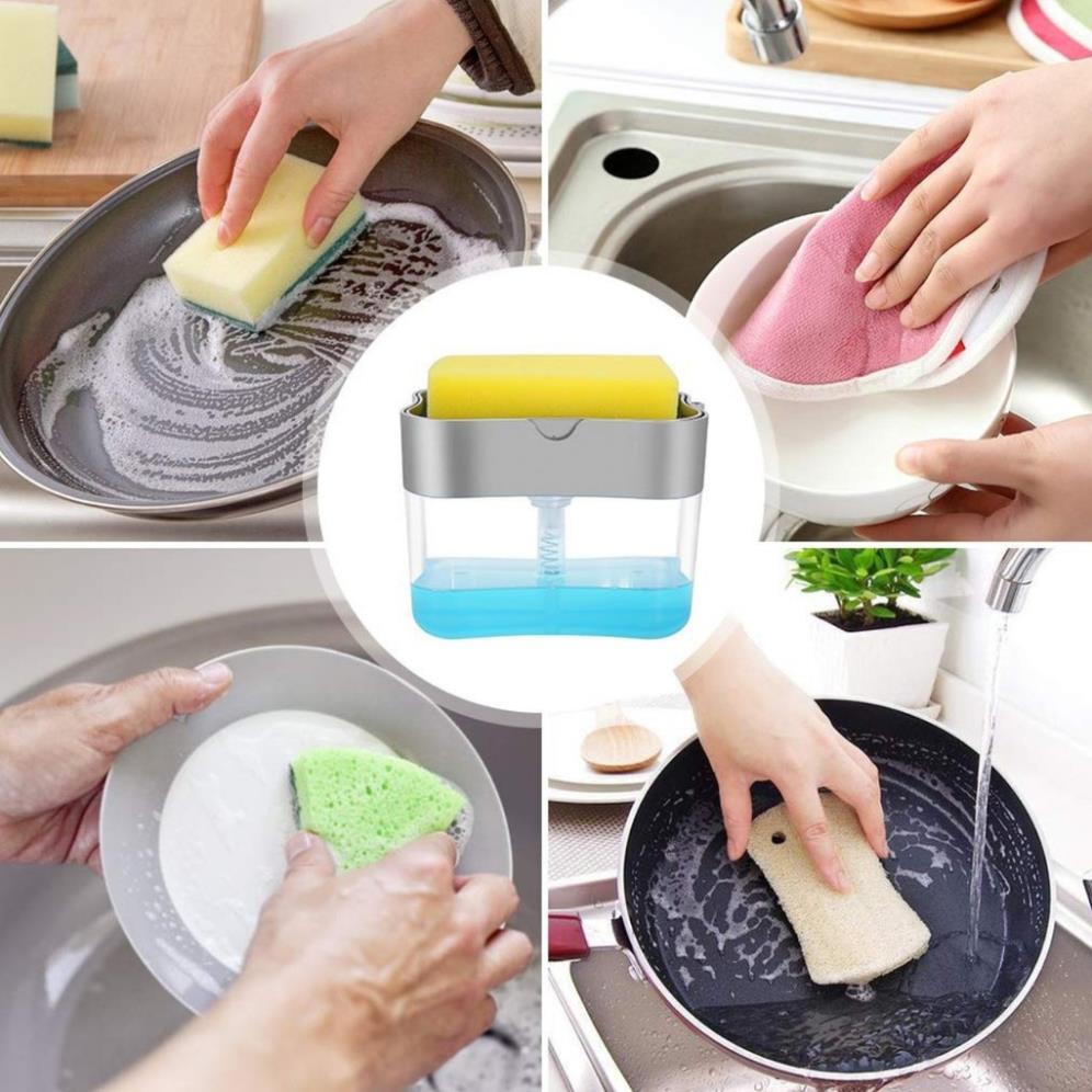 Hộp Đựng Nước Rửa Chén Tự Động Tạo Bọt 2 in 1 Thông Minh Tiện Lợi Kèm Miếng Bọt Biển ( tuyển khách sỉ)