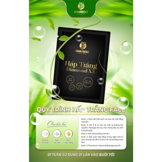 Hấp trắng diamond x3 Bamboo, dùng cho face và body