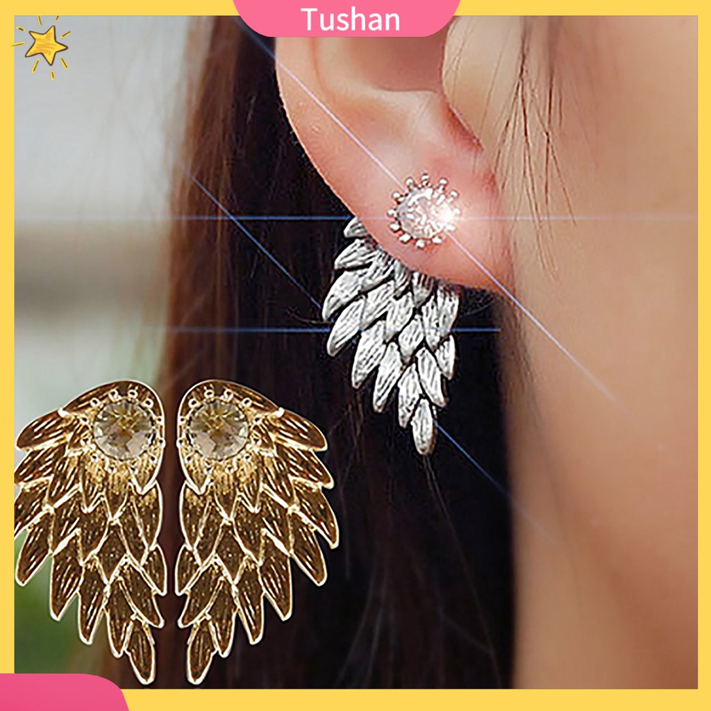 Khuyên tai hình cánh thiên thần đính đá sang trọng