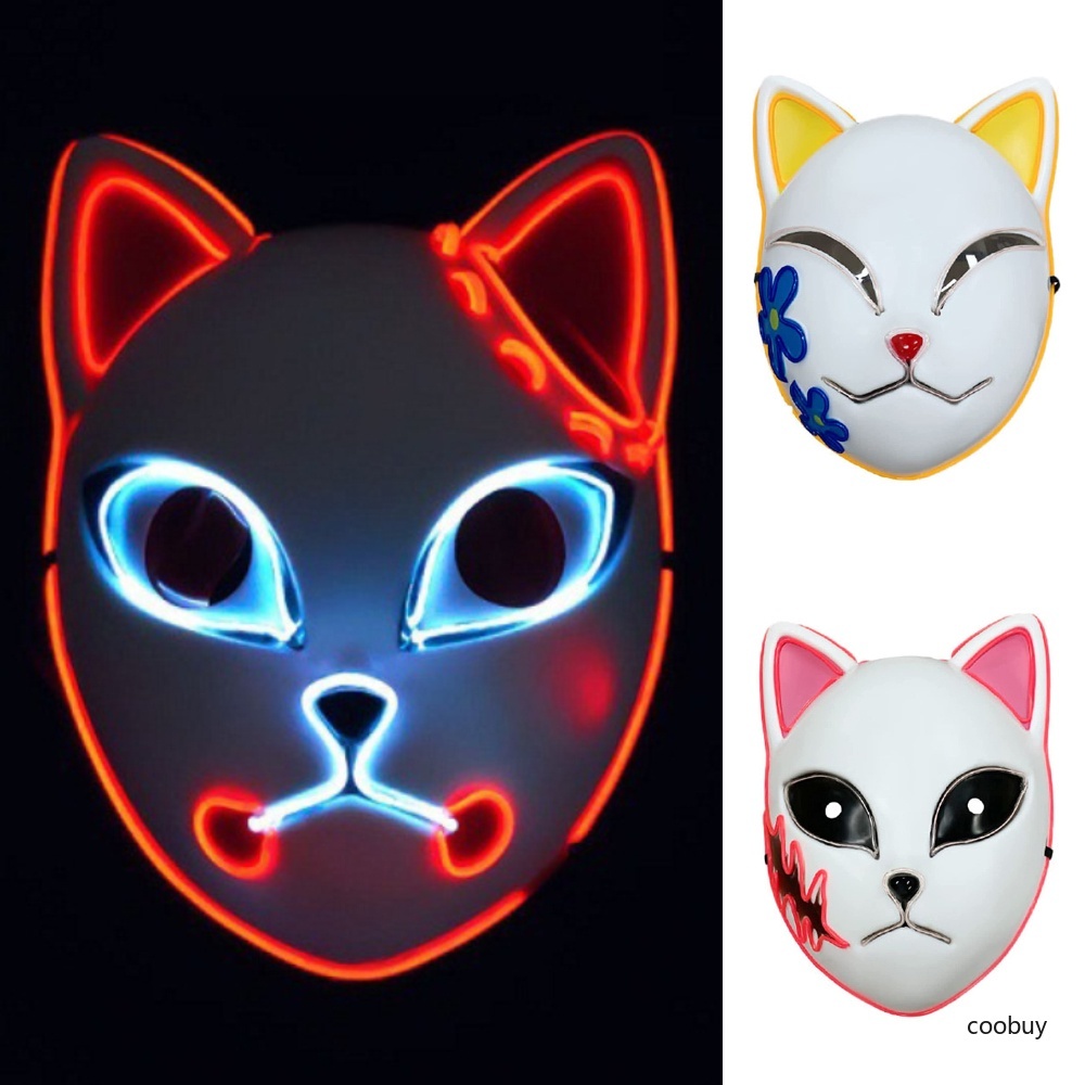Mặt nạ đèn LED màu dạ quang hóa trang nhân vật hoạt hình anime Nhật Bản Demon Slayer thích hợp cho Halloween