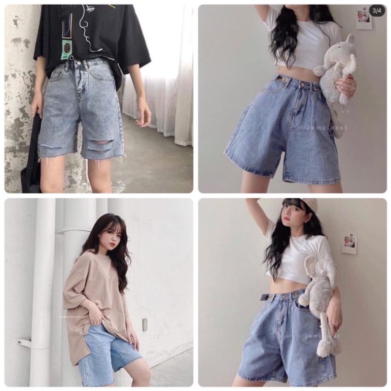 Quần Jean Ngố Lửng Nữ Lưng Cao Form Rộng 2 Túi Đắp Màu Xanh Nhạt Cao Cấp Đủ Size Phong Cách Ulzzang Hàn Quốc ⚡