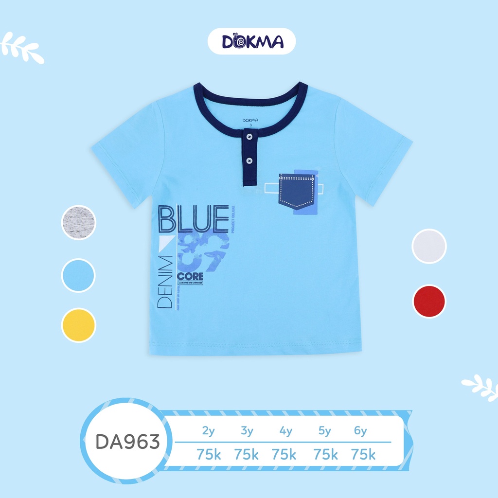 Áo cộc tay bé trai Dokma - Chất cotton hữu cơ mềm mại, thoáng mát