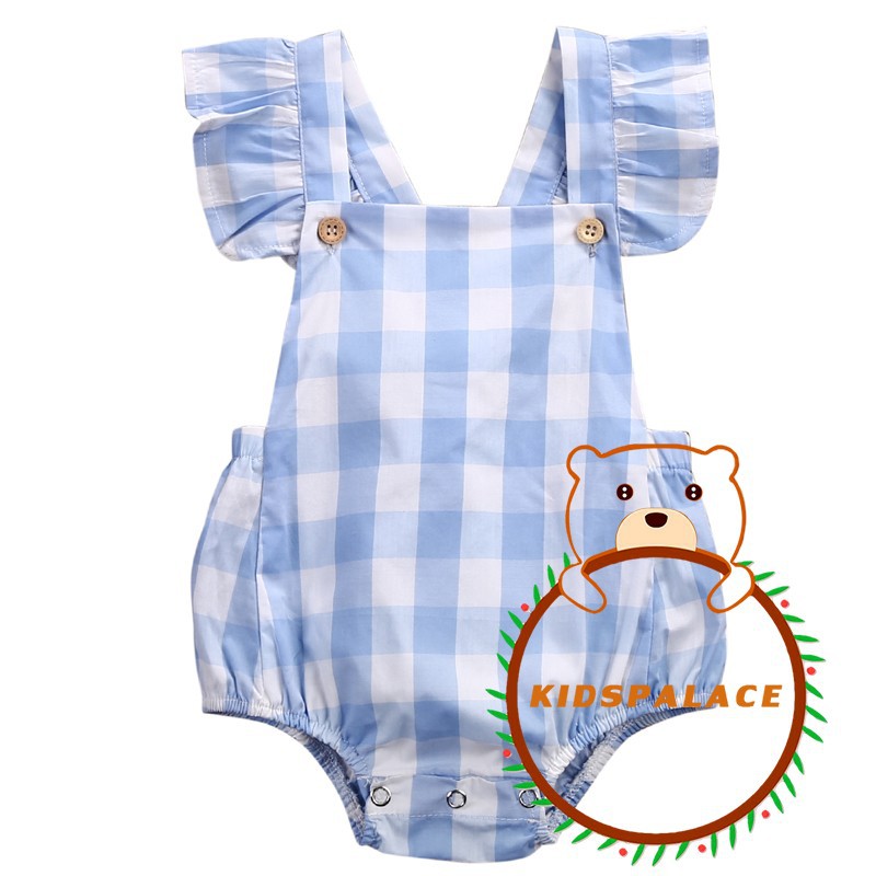 Bộ Bodysuit Một Mảnh Không Tay Sọc Caro Mùa Hè Cho Bé 0-18 Tháng