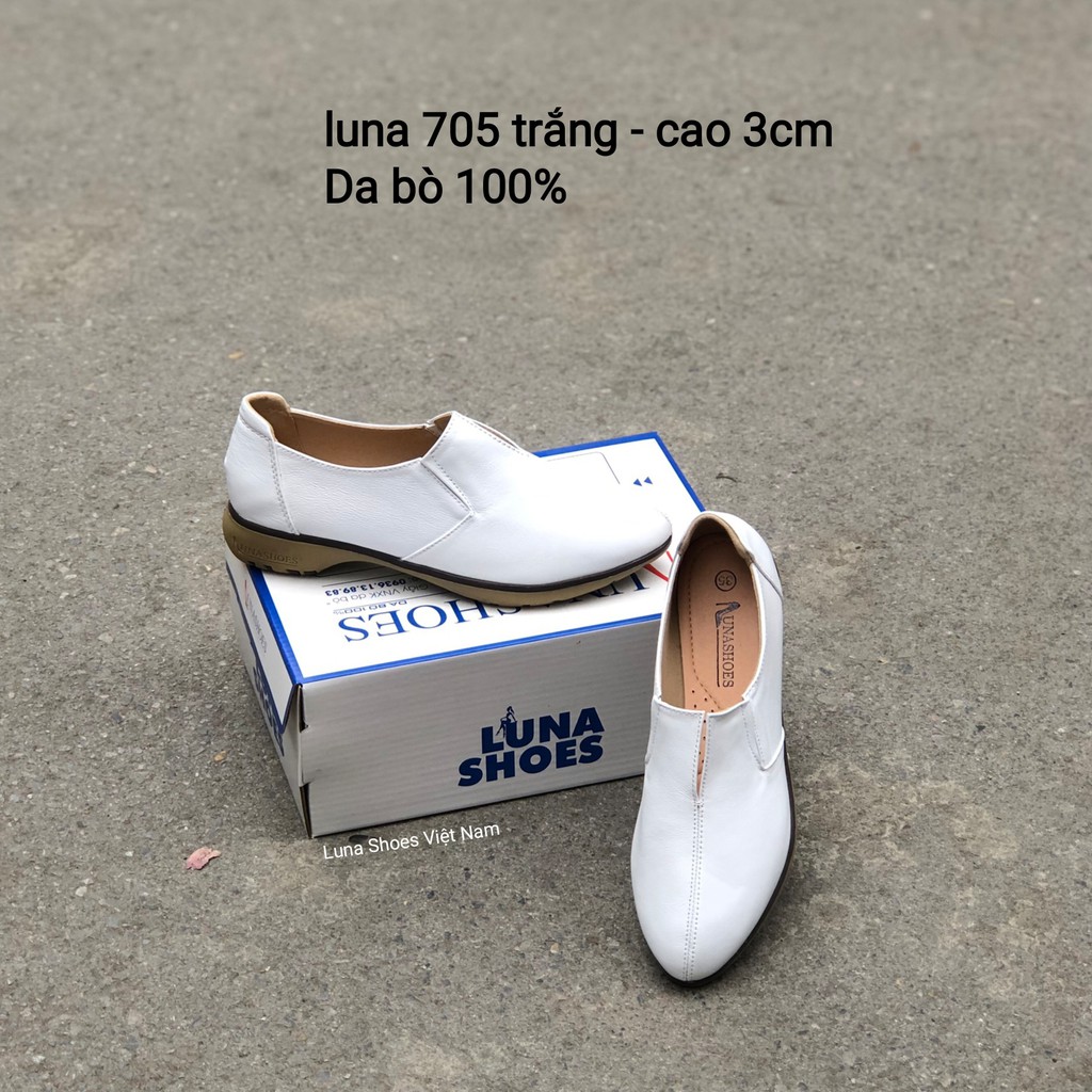 Giày Slip on nữ da bò 100% Lunashoe (705) - Giày lười da nữ tăng chiều cao - Chất liệu da bò sẵn hàng