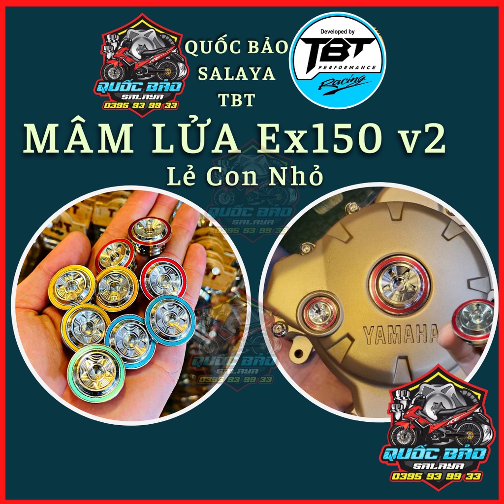Ốc mâm lửa  mẫu v2 viền màu dành cho ex150 ex155 wave đời cao