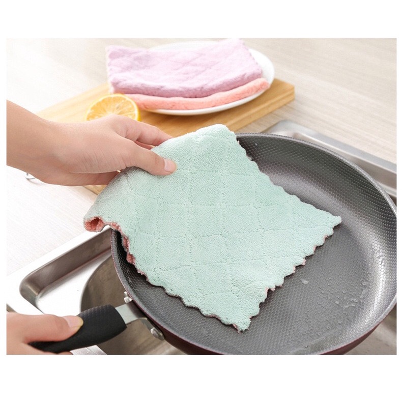 Set 10 Khăn Lau Bếp Đa Năng 2 Mặt 2 Màu Siêu Thấm Hút