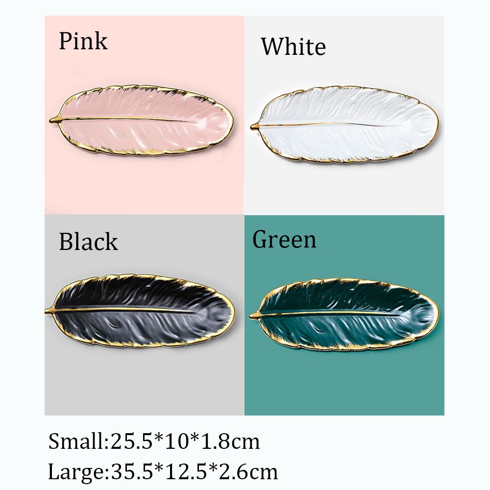 Khay Sứ Hình Lá Chuối Mạ Vàng Sang Trọng Dùng Đựng Trái Cây/ Món Tráng Miệng