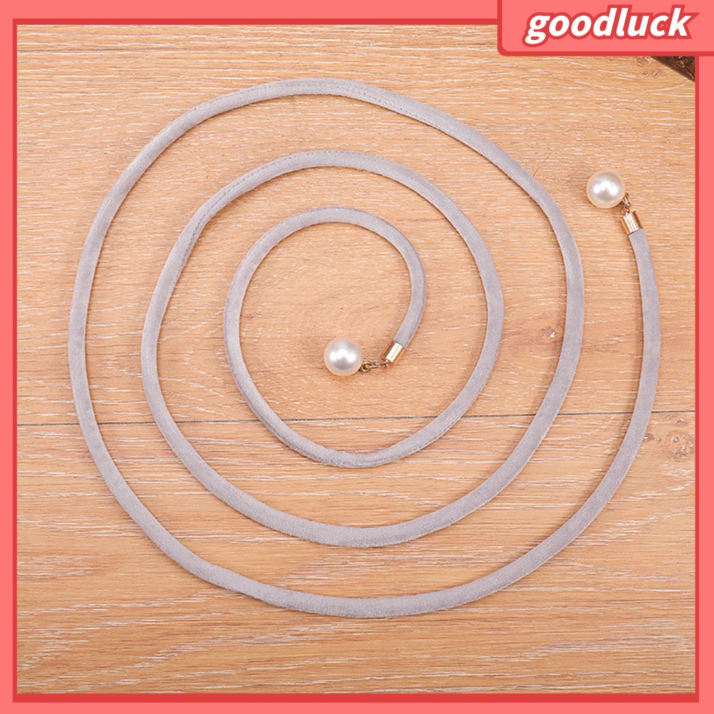 Thắt lưng bản nhỏ đính ngọc trai giả màu trơn