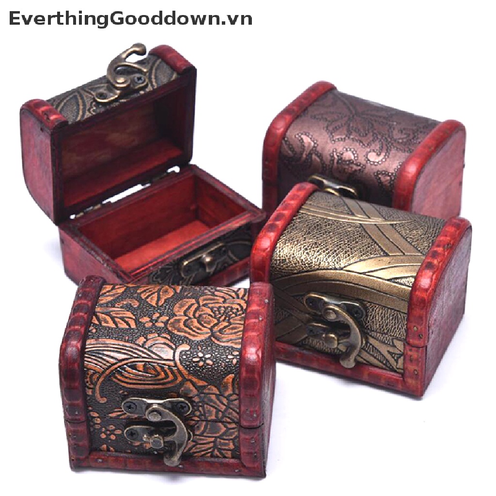 Everthinggood Hộp Đựng Trang Sức Mini Bằng Gỗ Cổ Điển Sắp Xếp Gọn Gàng Làm Quà Tặng