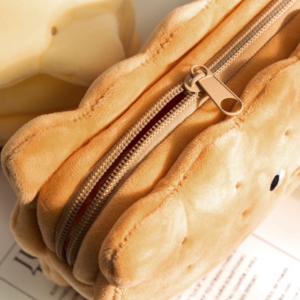 Túi Đựng Bút Hình Bánh Quy Bằng Lông Nhung Dễ Thương Xinh Xắn