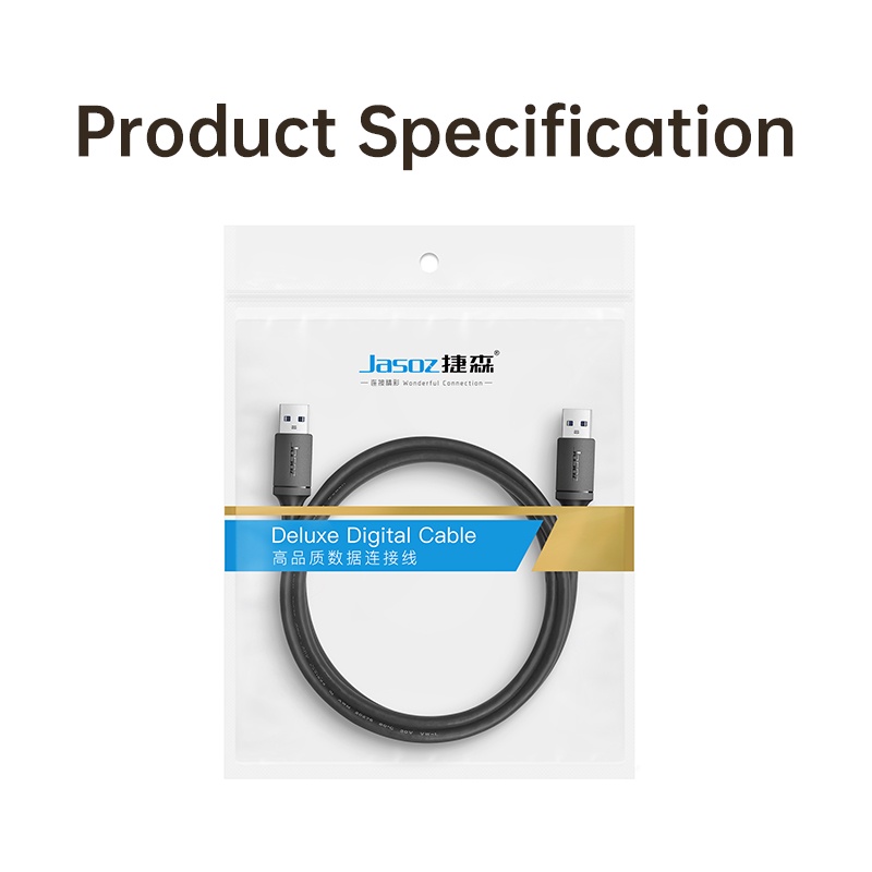 Cáp USB 3.0 AM/AM 2 đầu dương JASOZ D118 - Hàng chính hãng - Bảo hành 18 tháng.