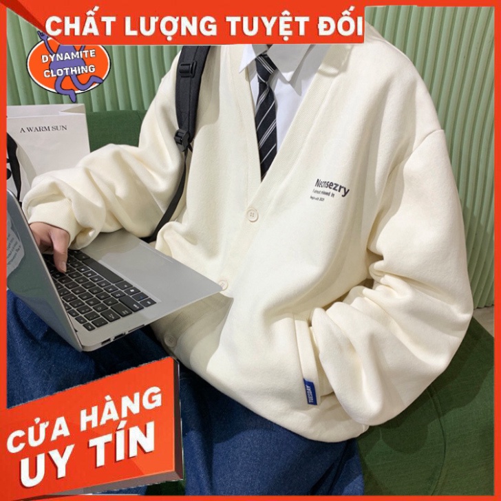 Áo Khoác Cardigan Cổ Chữ V Dáng Rộng Màu Sắc Đơn Giản Thời Trang Mùa Thu Cho Nam Size M-2Xl - HÀNG MỚI VỀ