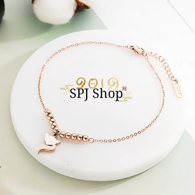 Lắc Chân Titan Cartier Cáo Hồ Ly Phun Cát Cách Điệu Bi