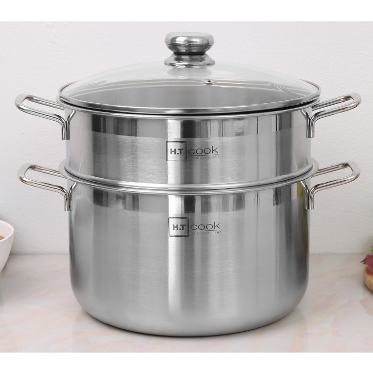 Bộ nồi xửng hấp Fivestar H.T cook nắp kính 1 đáy dùng tốt mọi bếp 28cm , hàng chính hãng