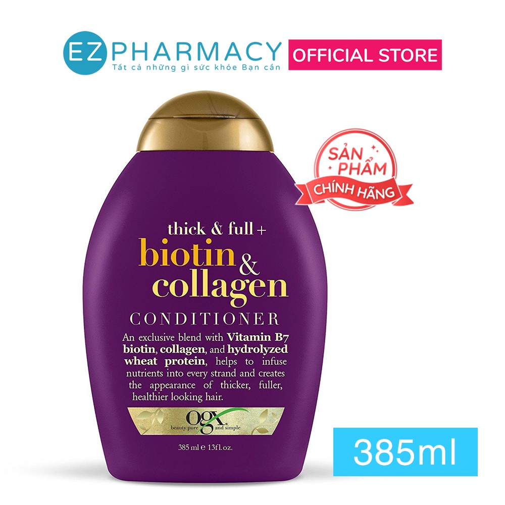 Dầu Xả OGX Biotin &amp; Collagen Conditioner Dưỡng Tóc Bồng Bềnh Và Chắc Khỏe - 385ml