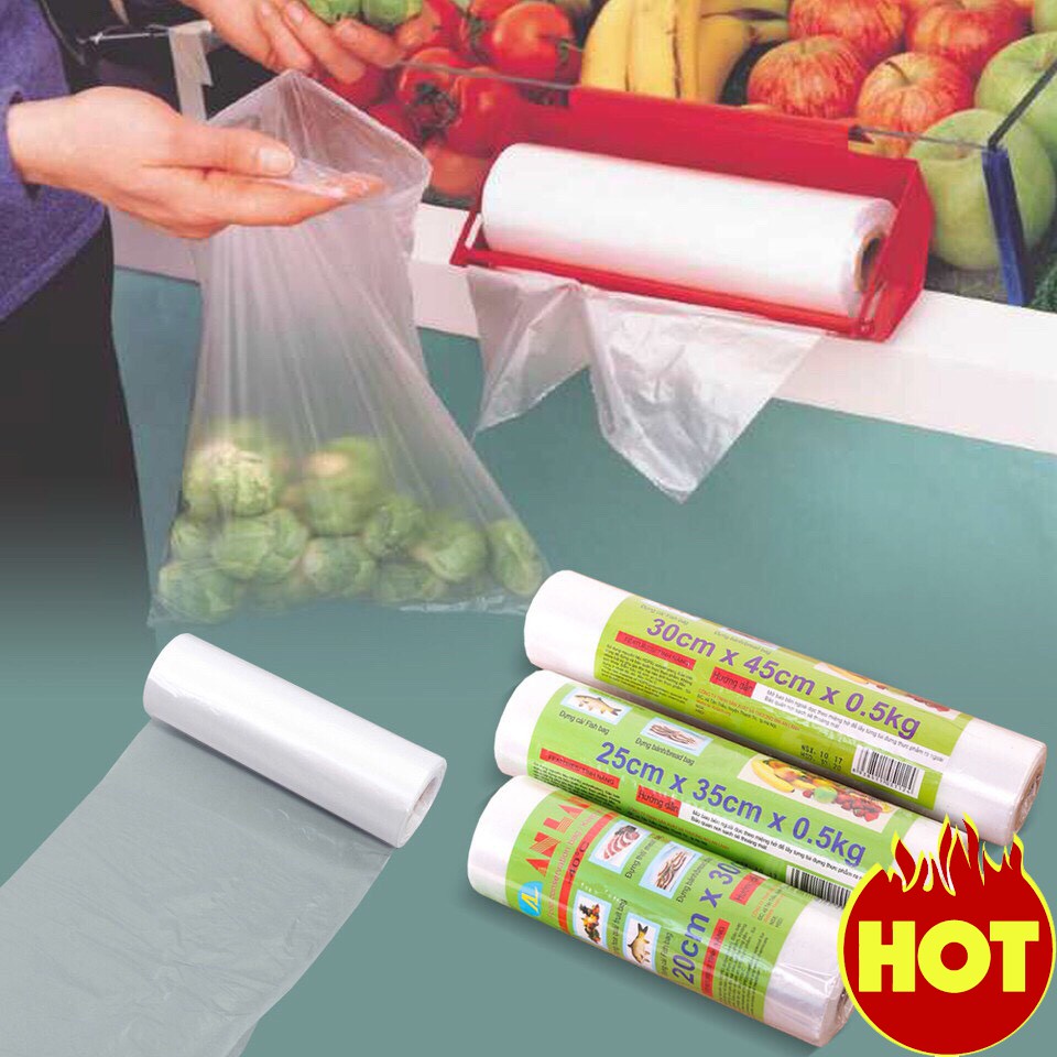 Túi Đựng Thực Phẩm Sinh Học An Lành Cuộn Túi Bóng Nhiều Kích Cỡ Đựng Thức Ăn Tủ Lạnh Bảo Quản Sạch Sẽ