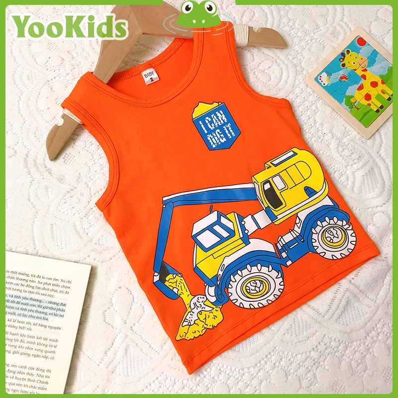 Sỉ Áo Ba Lỗ Bé Trai YOOKIDS Chất Cotton In HÌnh Oto Máy Xúc