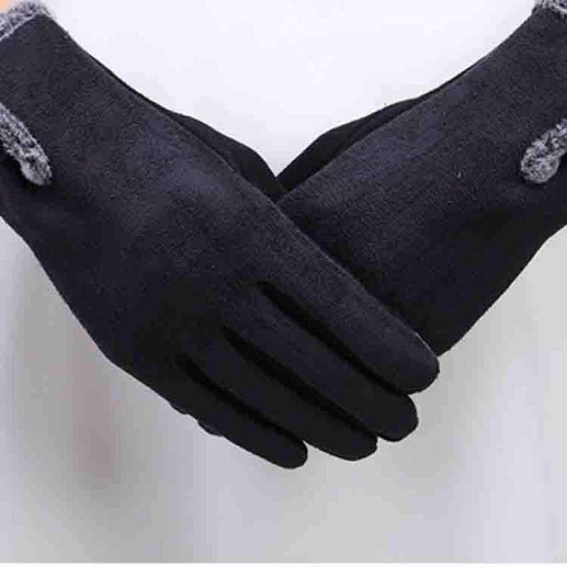 găng tay nữ chất vải nỉ lót lông bên trong ấm áp,cảm ứng điện thoại tiện lợi