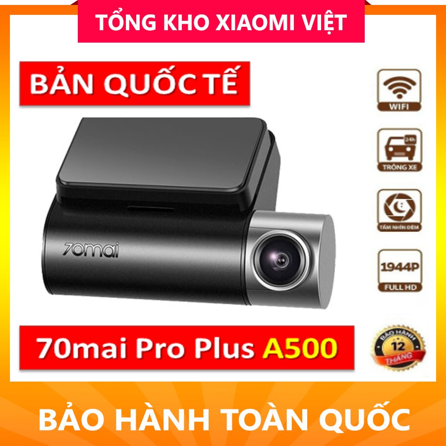 Camera Hành Trình Ô Tô  70mai Pro Plus A500S BẢN QUỐC TẾ Hàng Chính hãng, Tích Hợp Sẵn GPS Hiển Thị Tốc Độ,Siêu Nét 1944