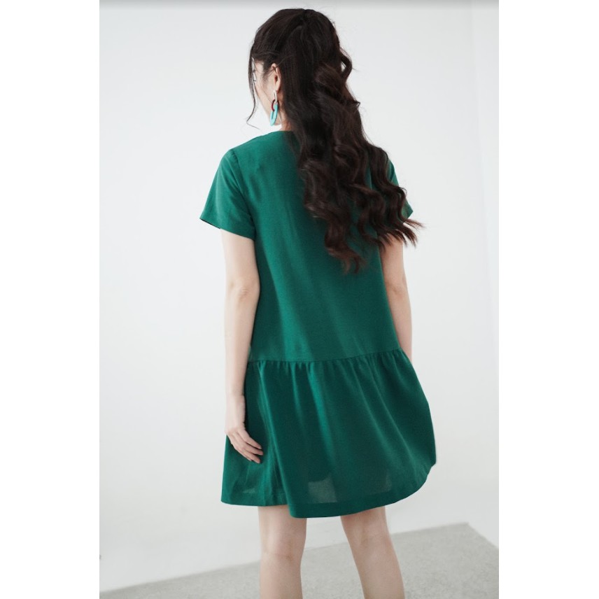 Đầm đuôi cá dáng A green khuy dừa 1VA1090 ADORE DRESS