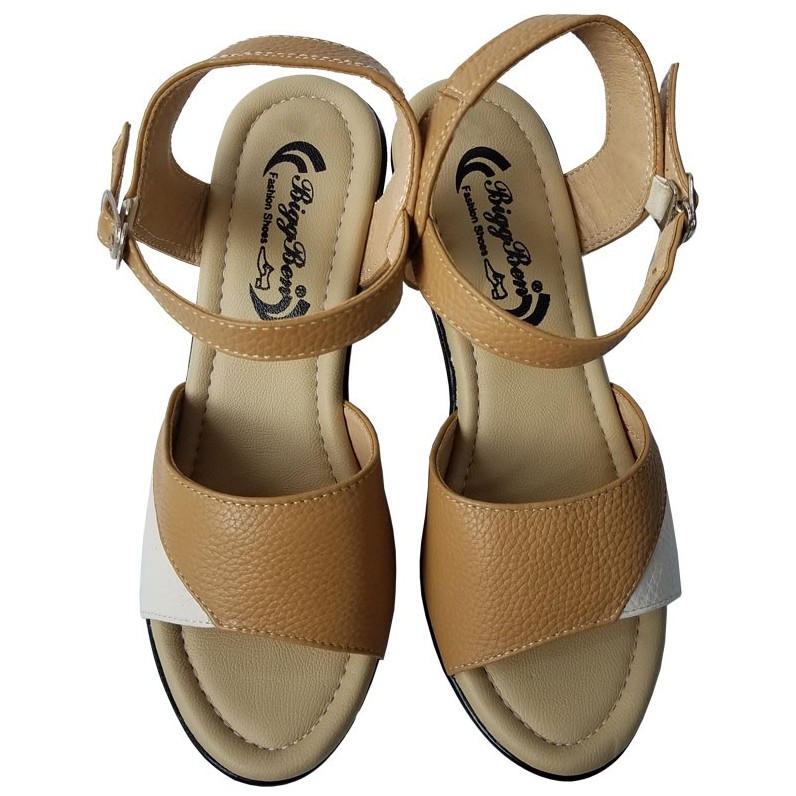 Giày Sandal Cao Gót Nữ Da Bò BIGGBEN Gót 7 cm HKD353