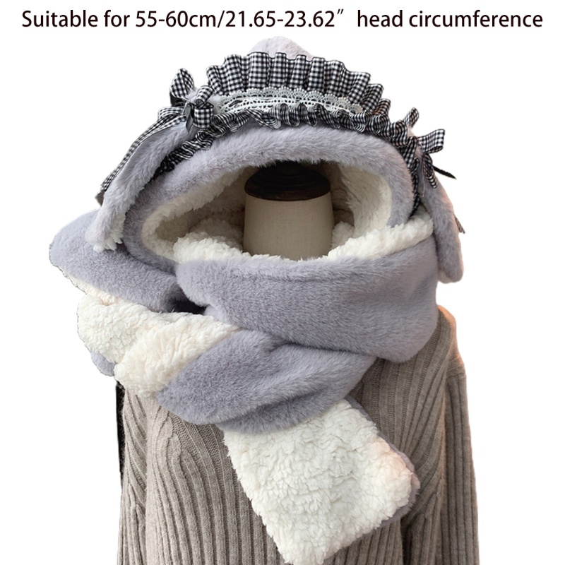 Youyo Mũ Lông Kèm Găng Tay Tai Thỏ 3 Trong 1 Dày Dặn Giữ Ấm Mùa Đông