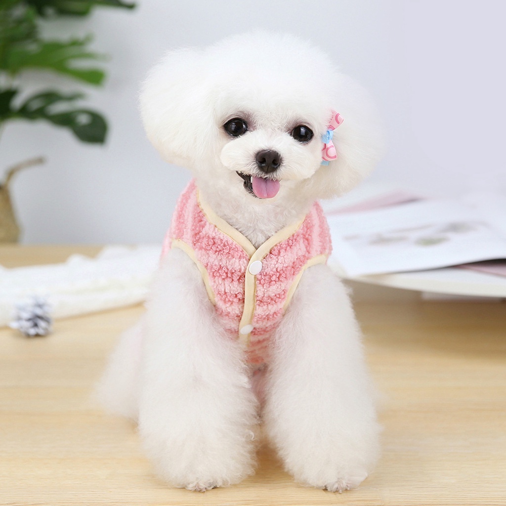 Áo giữ ấm họa tiết kẻ sọc thân thiện với da cho thú cưng