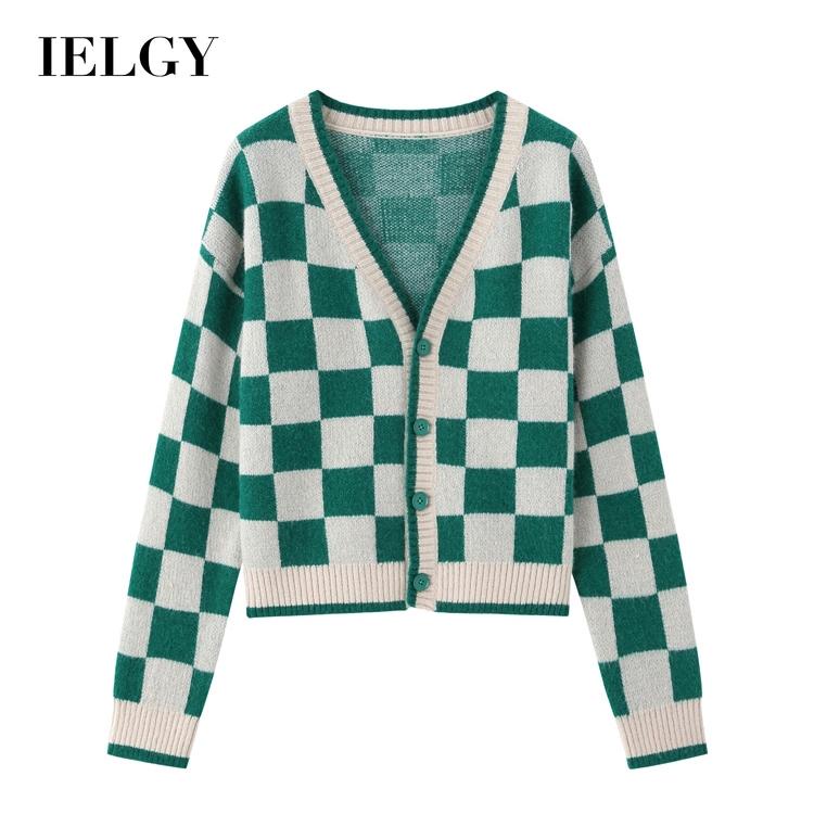 Áo khoác cardigan IELGY kiểu dệt kim dáng rộng thời trang cổ chữ V tay dài phong cách Hàn Quốc dễ phối đồ