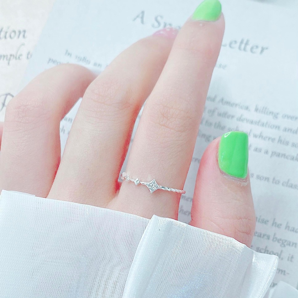 Nhẫn nữ bạc 3 mẫu mini nhà MAINOMI nhỏ nhắn xinh xắn mang vẻ độc đáo khác nhau