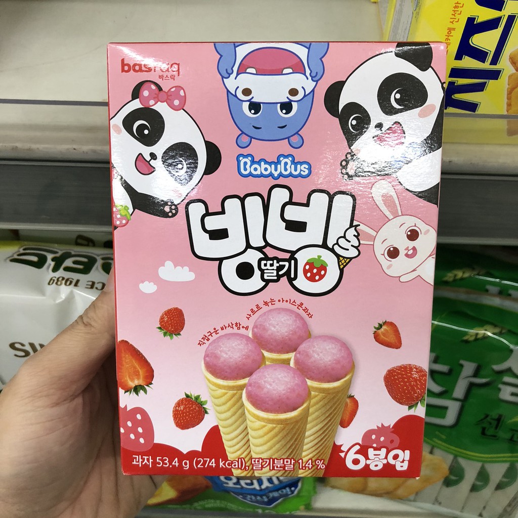 Bánh Snack Ốc Quế Bing Bing Hàn Quốc Vị Dâu Tây