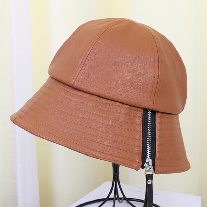 Mũ Tai Bèo Chất Liệu Da Có Khóa Kéo Phong Cách Vintage